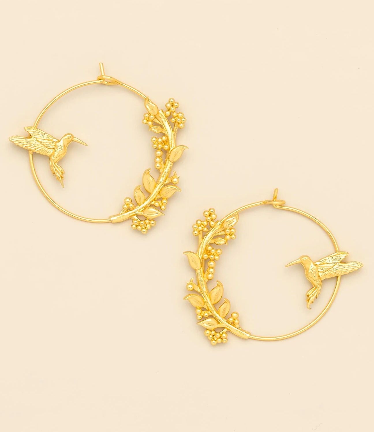 Refined Icon Hummingbird Hoop Gold Earrings