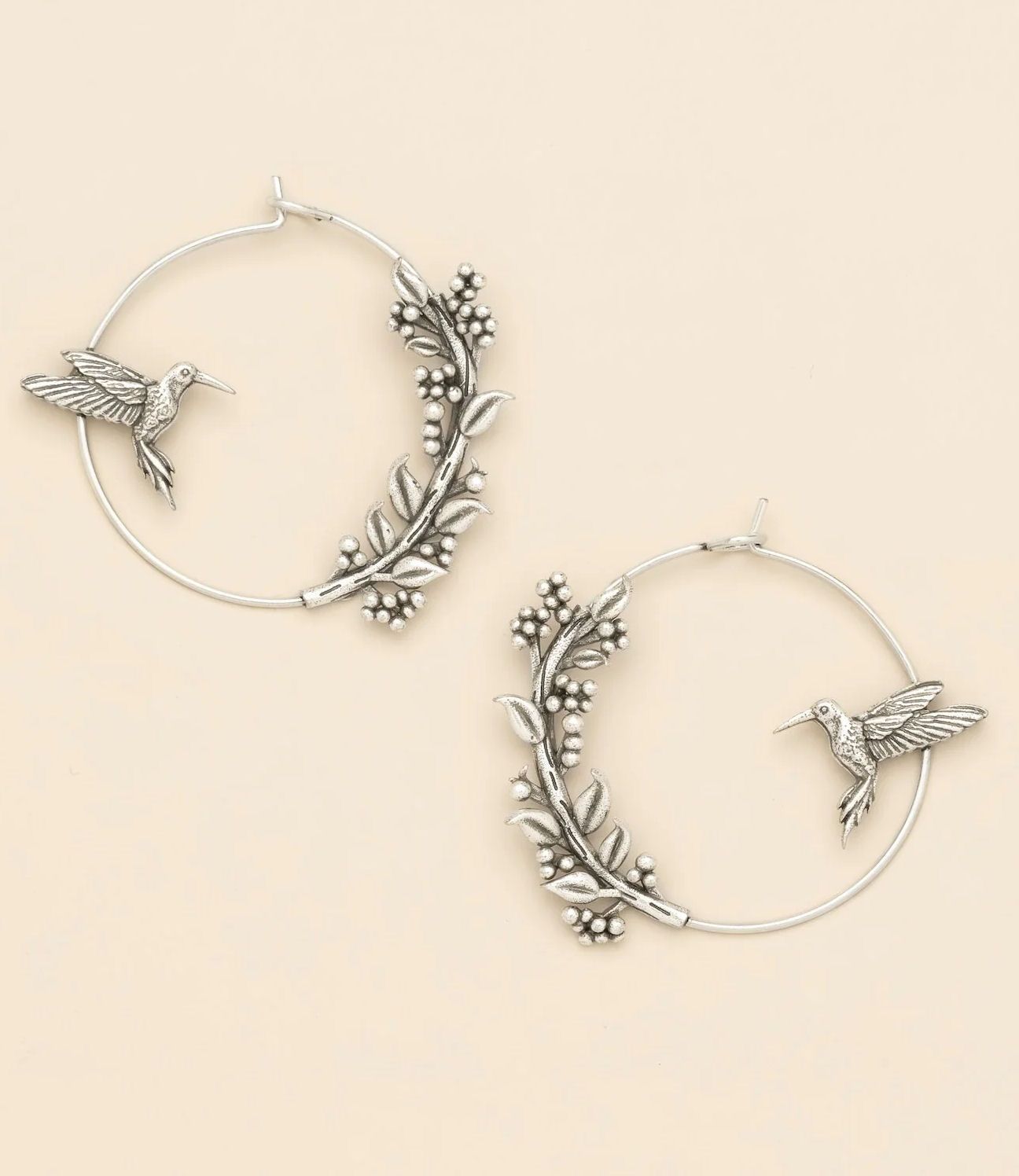 Refined Icon Hummingbird Hoop Silver Earrings
