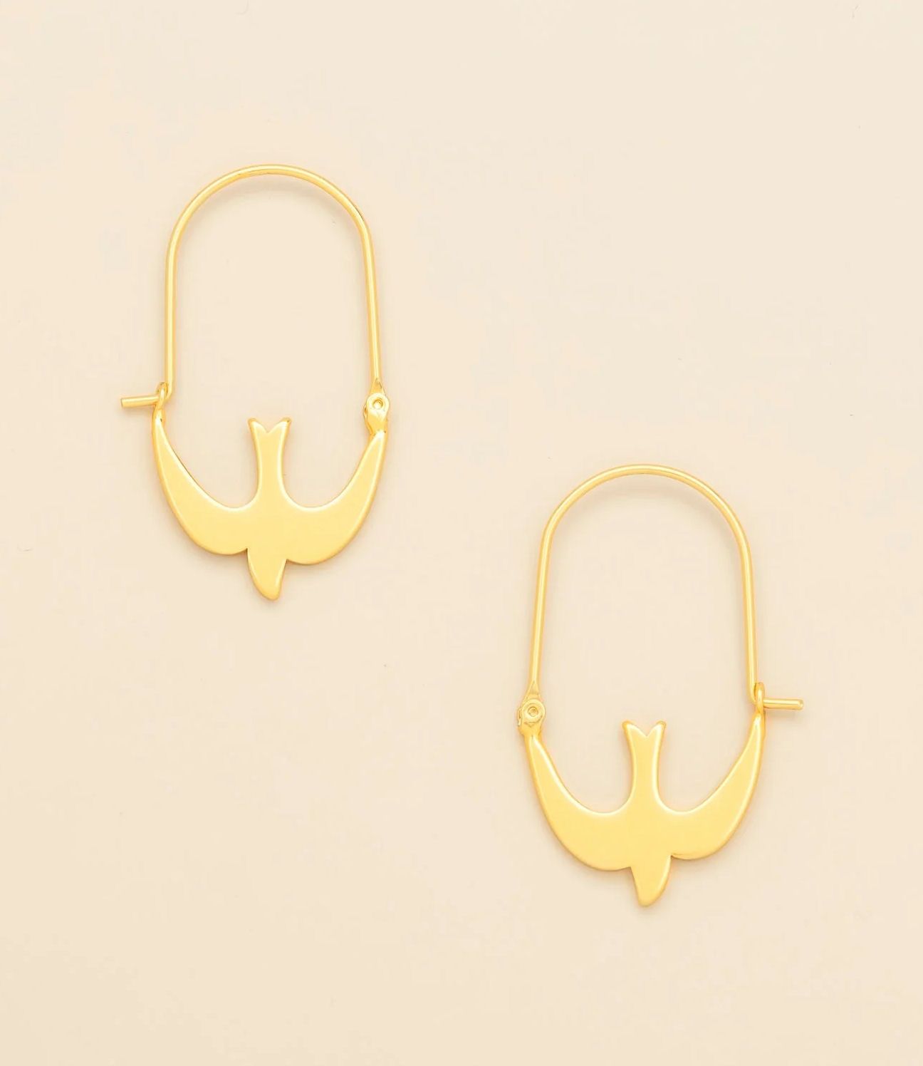Refined Icon Swallow Hoop Gold Earrings