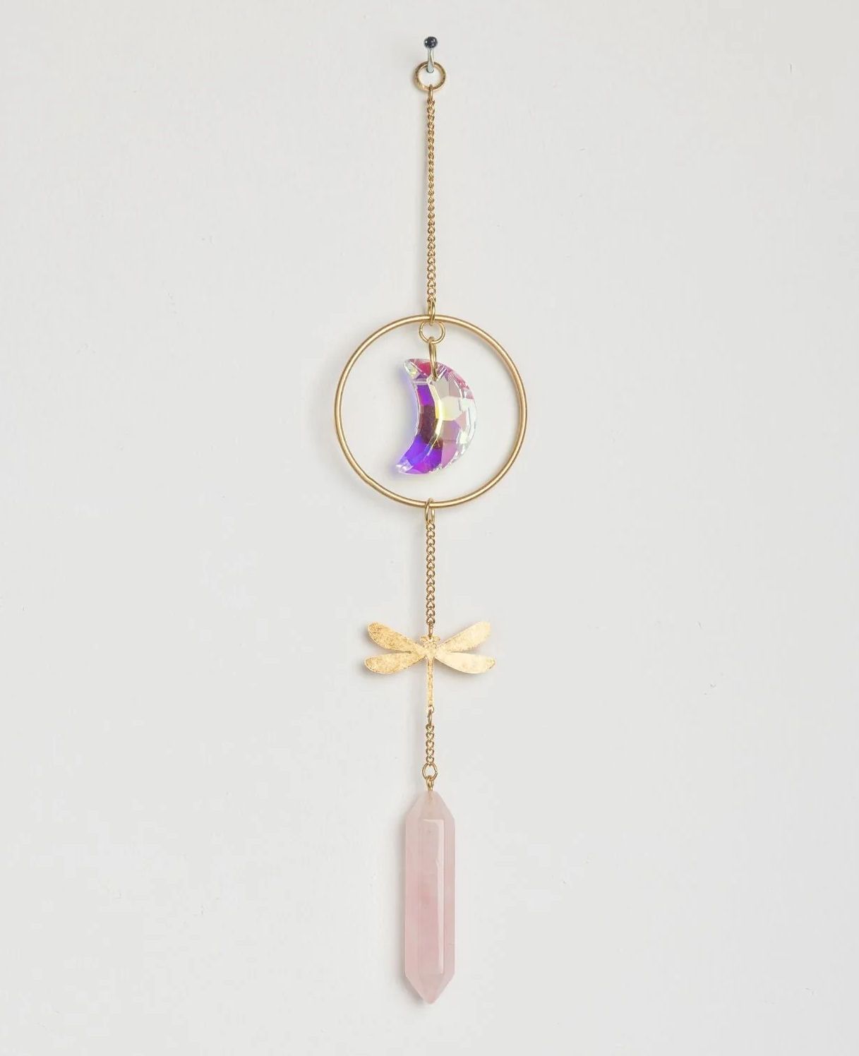 Dragonfly Rose Quartz  Suncatcher