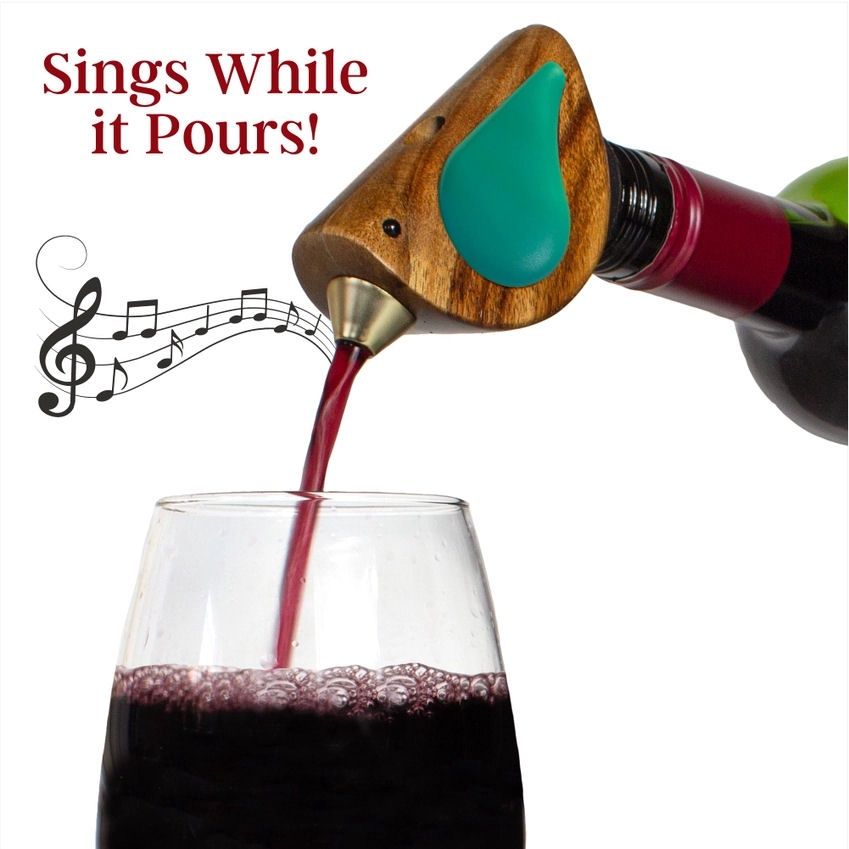 Songbird Turquoise Singing Wine Bottle Pourer