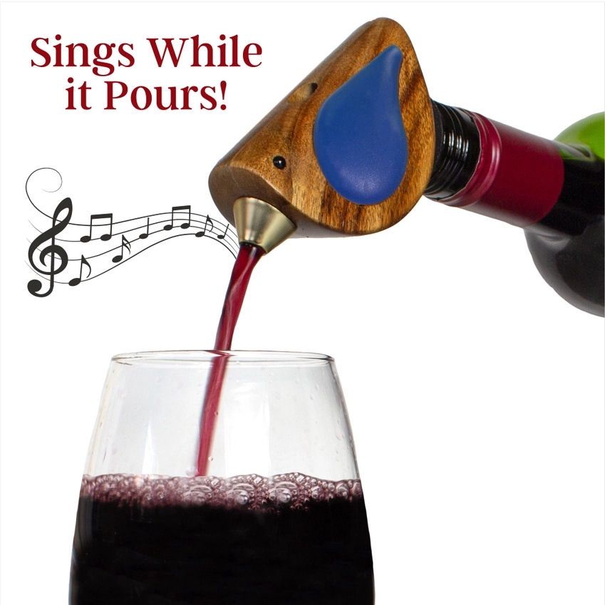 Songbird Blue Singing Wine Bottle Pourer