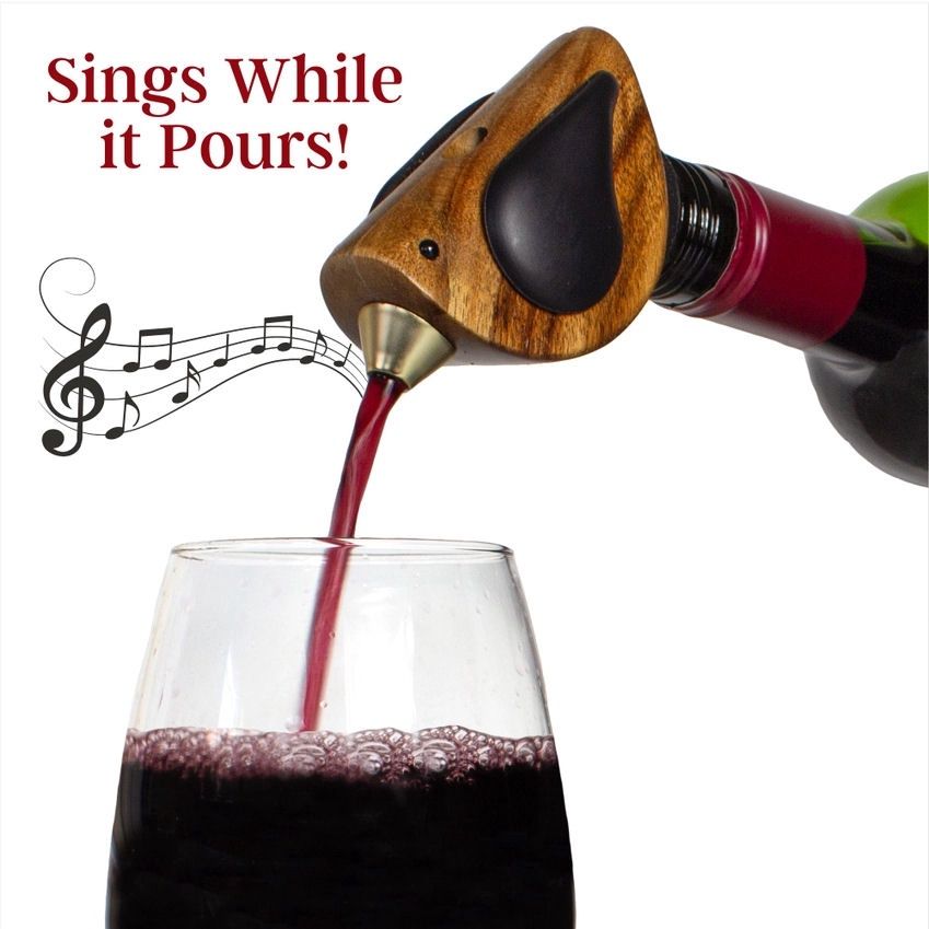 Songbird Black Singing Wine Bottle Pourer