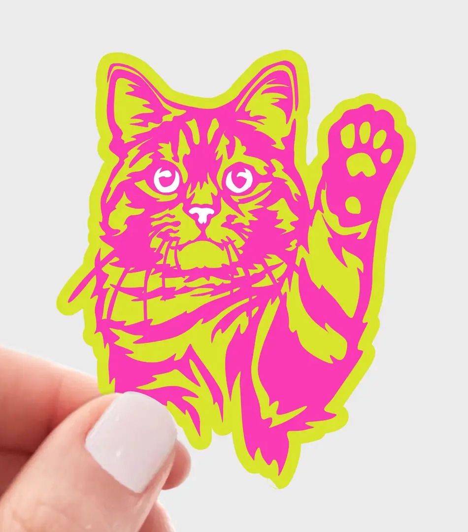 Pink Eyes Pink Tabby Cat Sticker