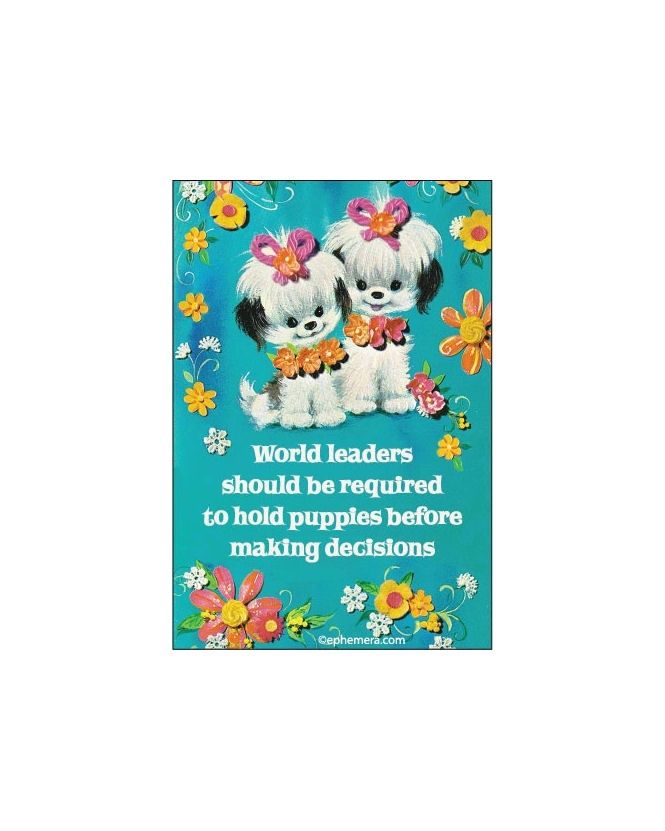 World Leaders Should Be Required To Hold Puppies Before Making Decisions Magnet