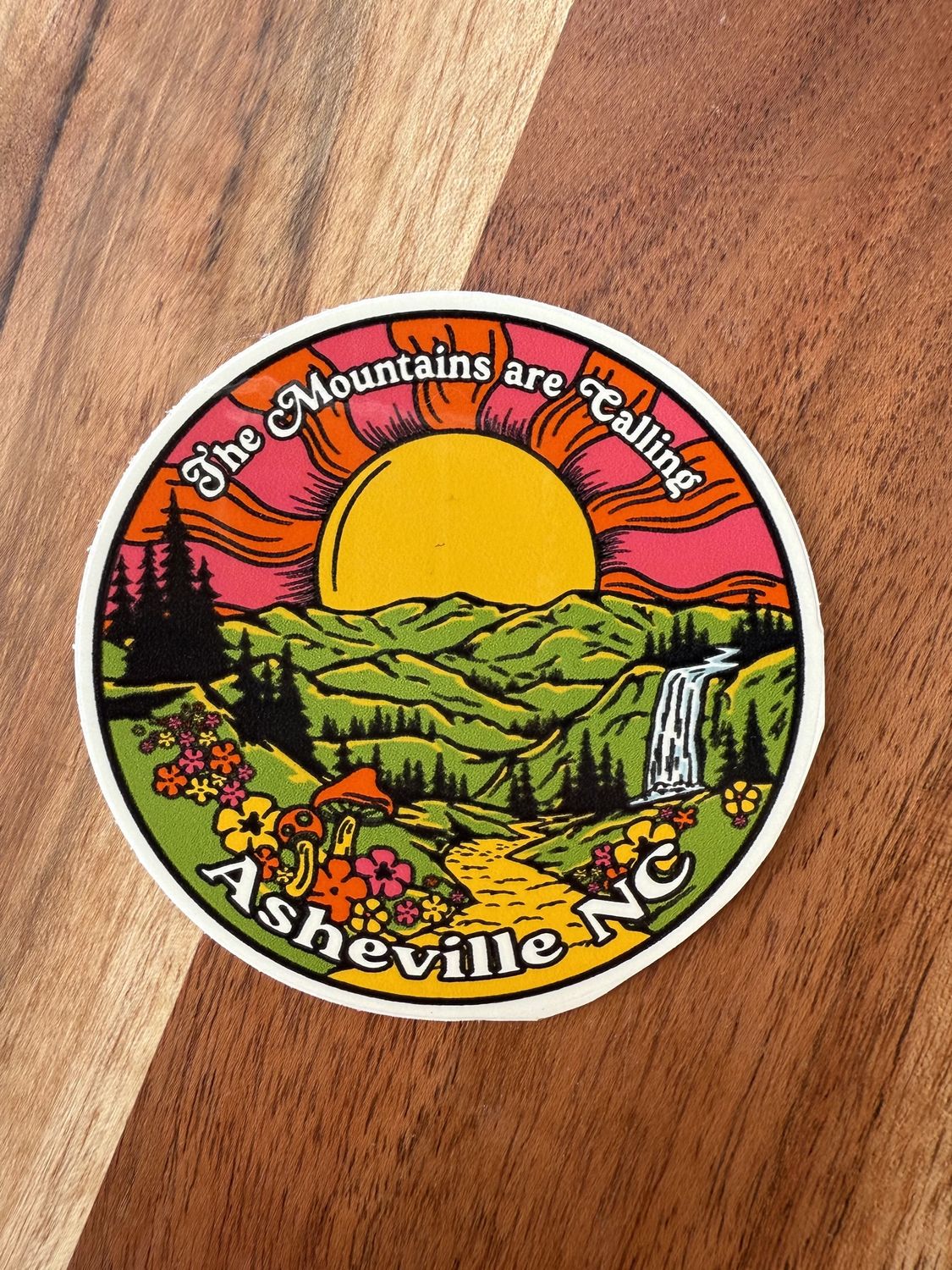 Round Asheville Mountain Layers Sticker