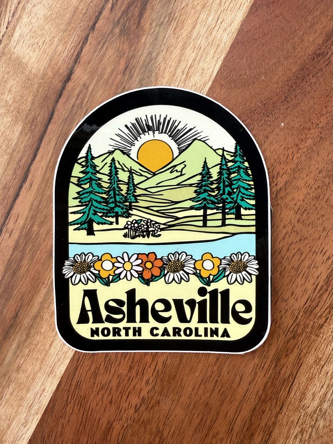 Archway Asheville Flower Mountain Sun Sticker
