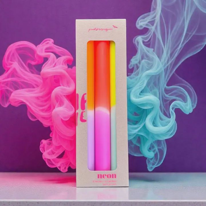 Dip Dye Neon Pastel Tulips Taper Candles