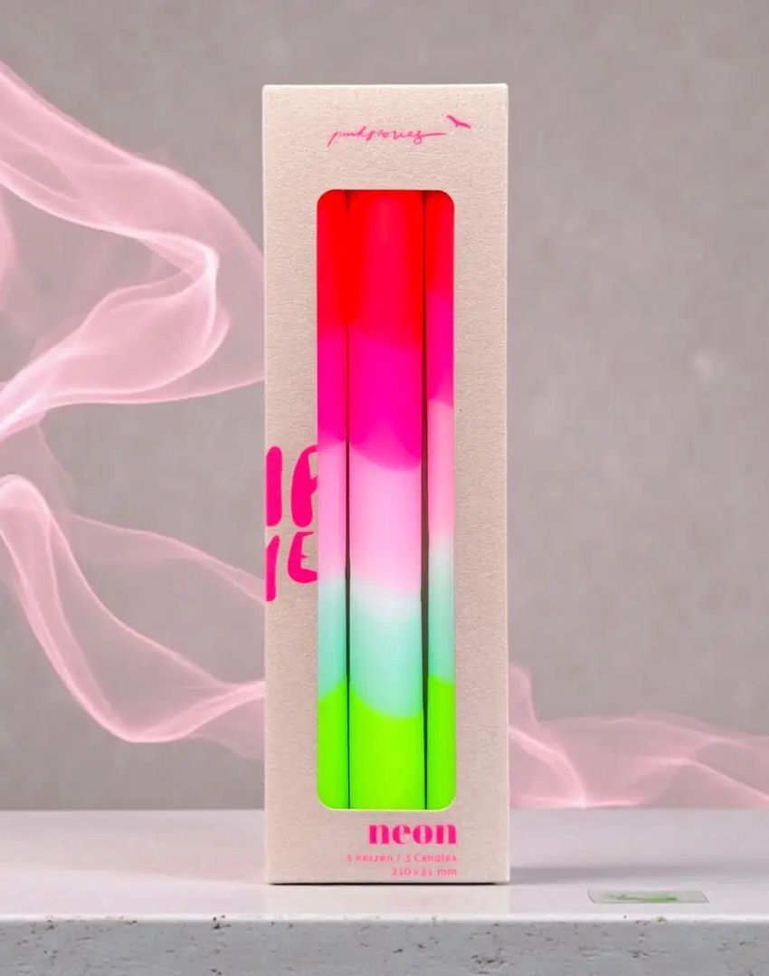Dip Dye Neon Lollipop Trees Taper Candles