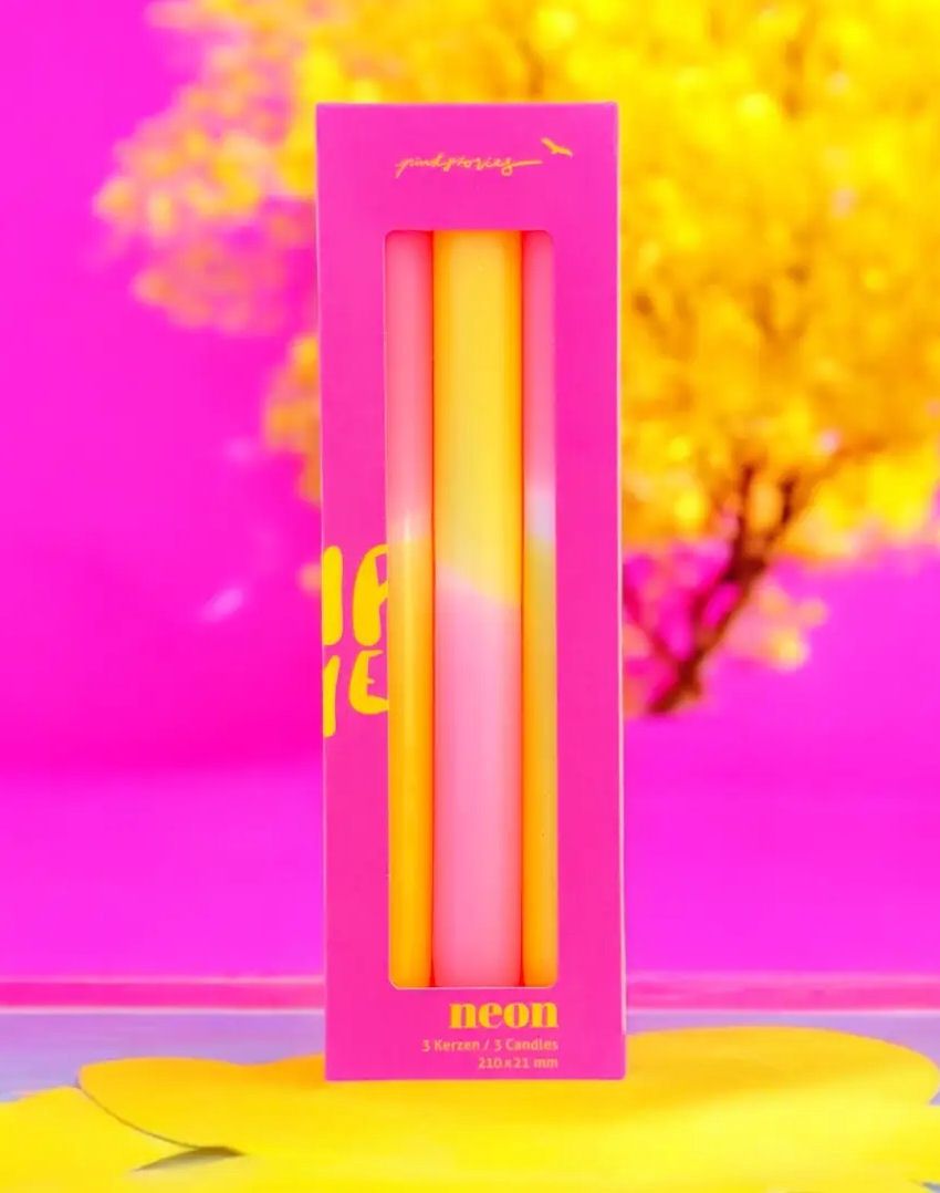 Dip Dye Neon Melon Mist Taper Candles