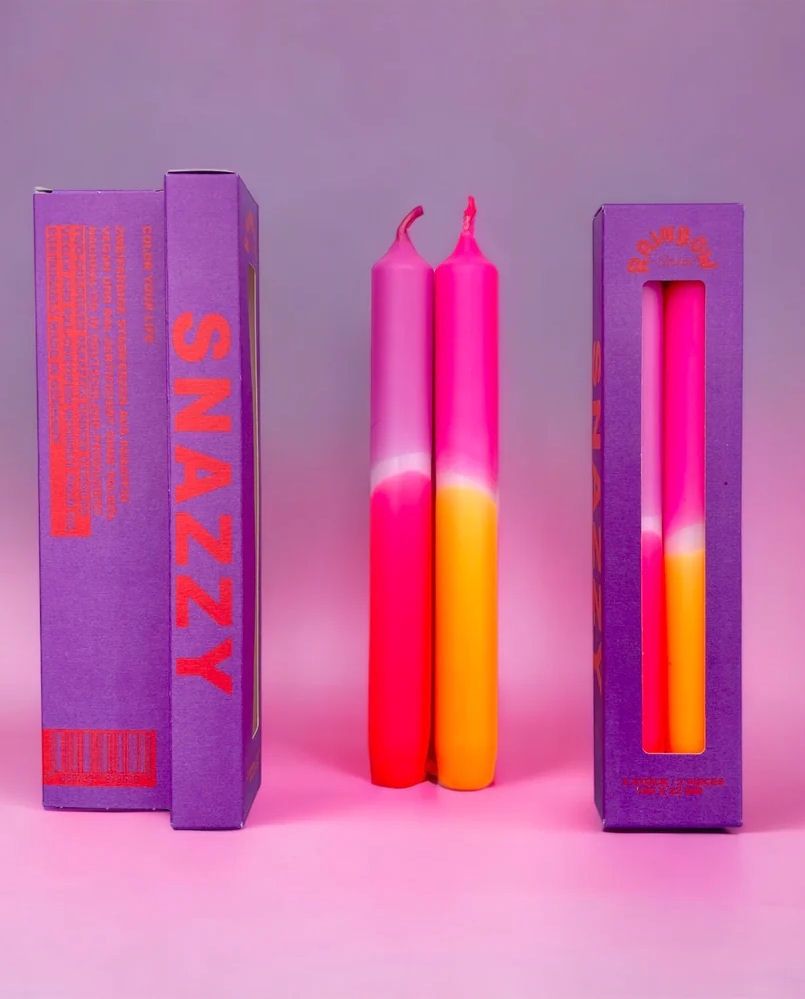 Dip Dye Neon Rainbow Studio Snazzy Taper Candles