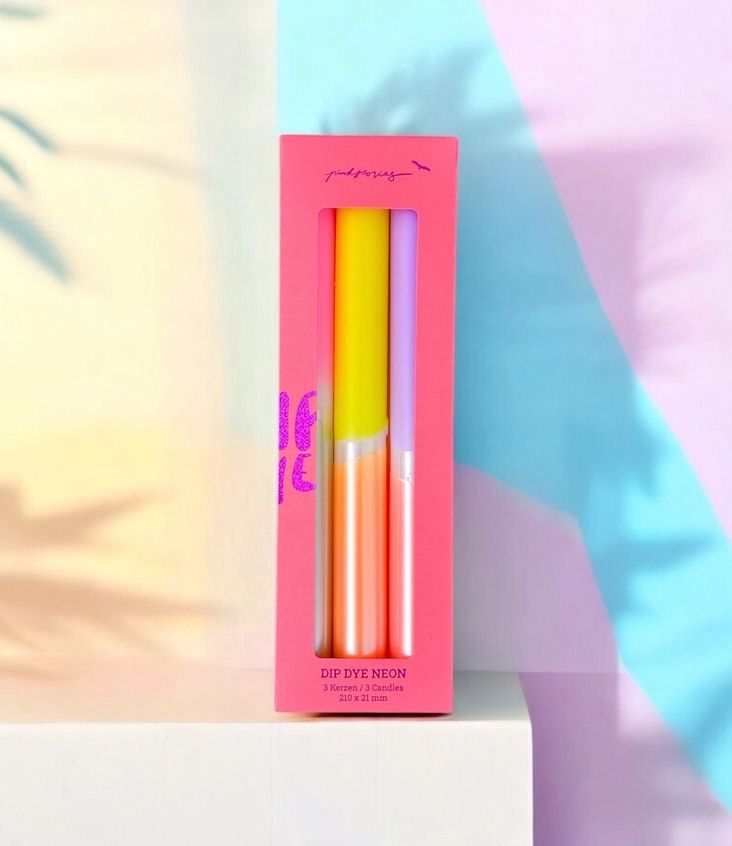 Dip Dyed Neon Midsummer Sweets Taper Candles