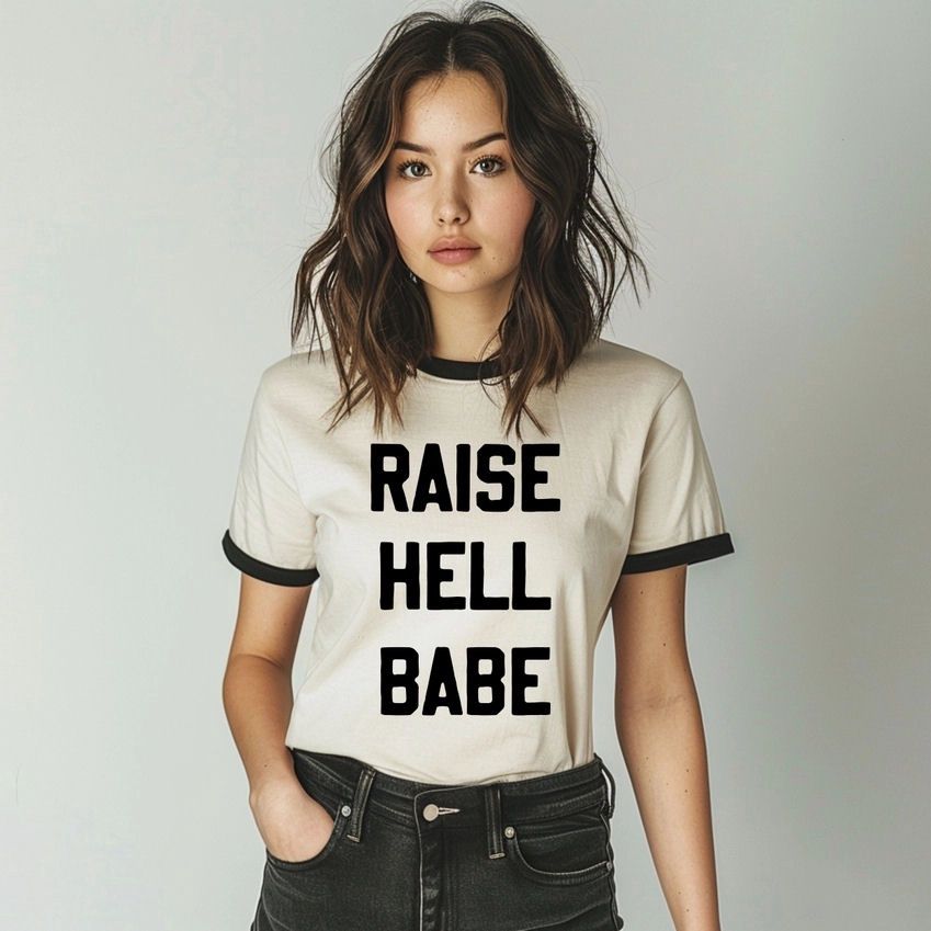 Raise Hell Babe Ringer T-Shirt, Size: Small