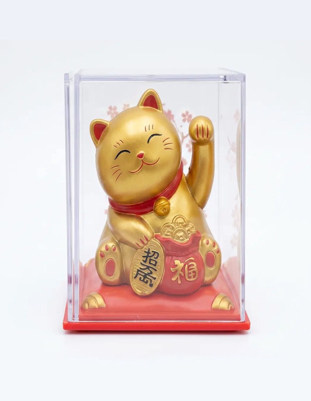 Solar Waving Gold Lucky Cat Figurine With Coins