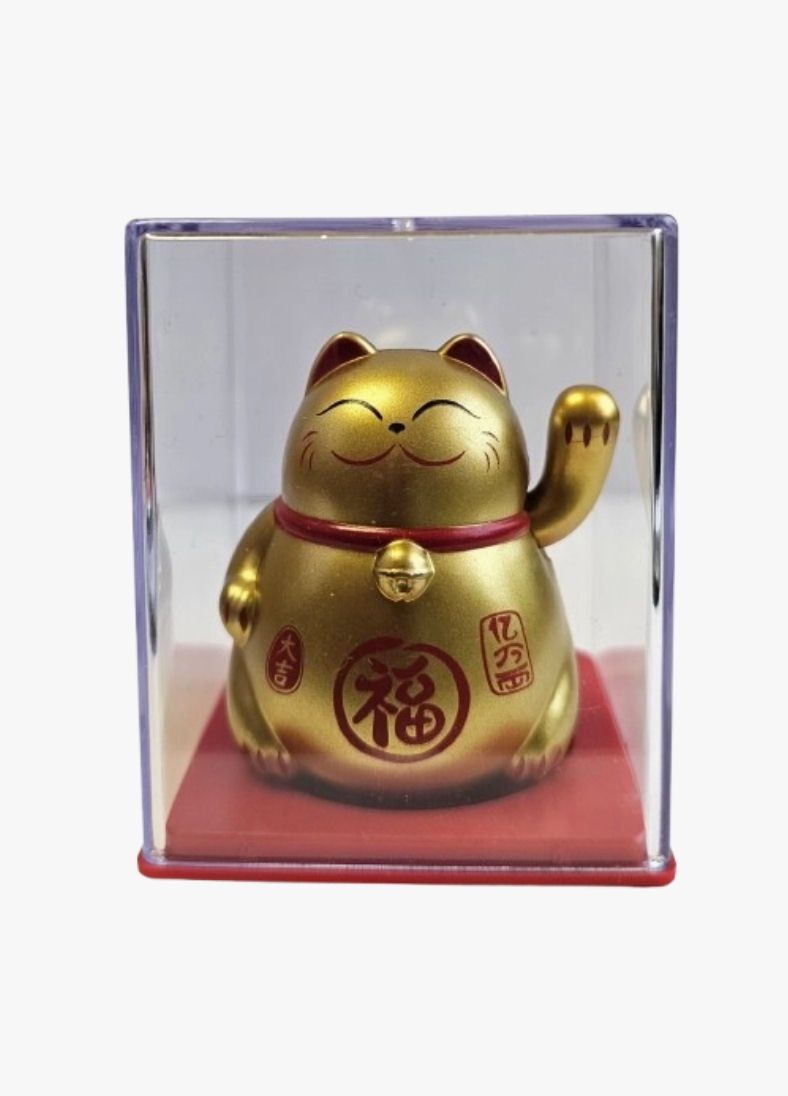 Solar Waving Chubby Gold Lucky Cat Figurine