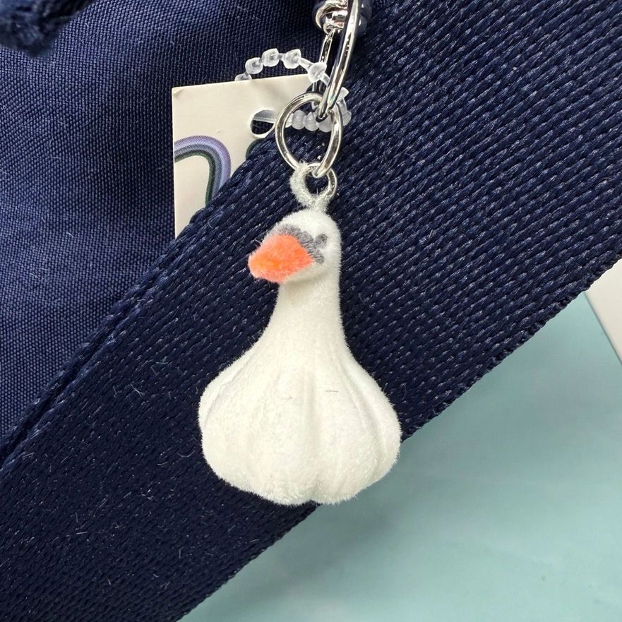 Flocked Goose Bag Charm Keychain
