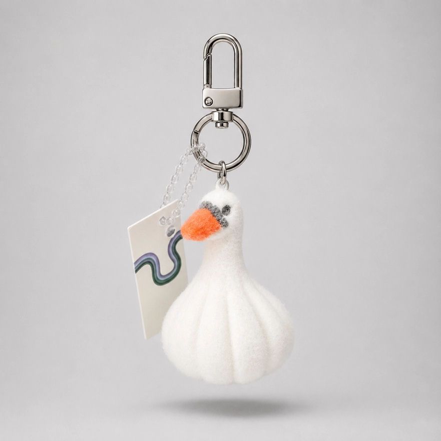 Flocked Goose Bag Charm Keychain