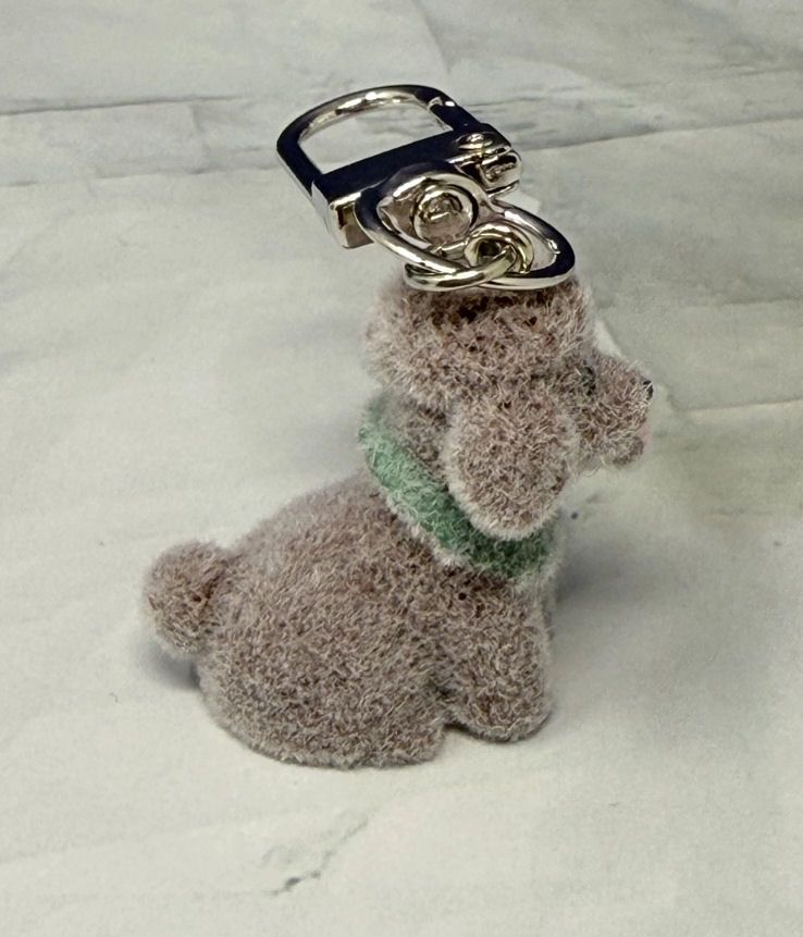 Flocked Poodle Bag Charm Keychain