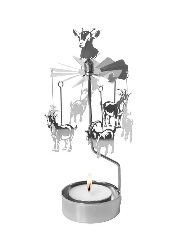 Silver Goats Rotary Candleholder