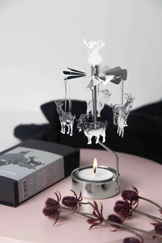 Silver Goats Rotary Candleholder