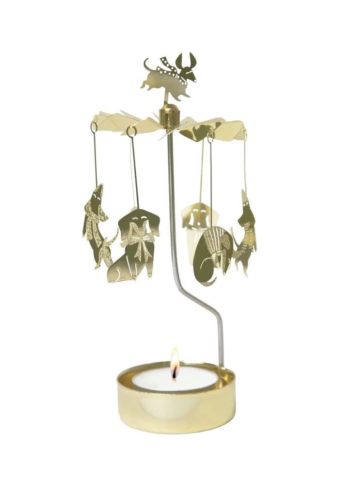 Gold Dachshund Rotary Candleholder