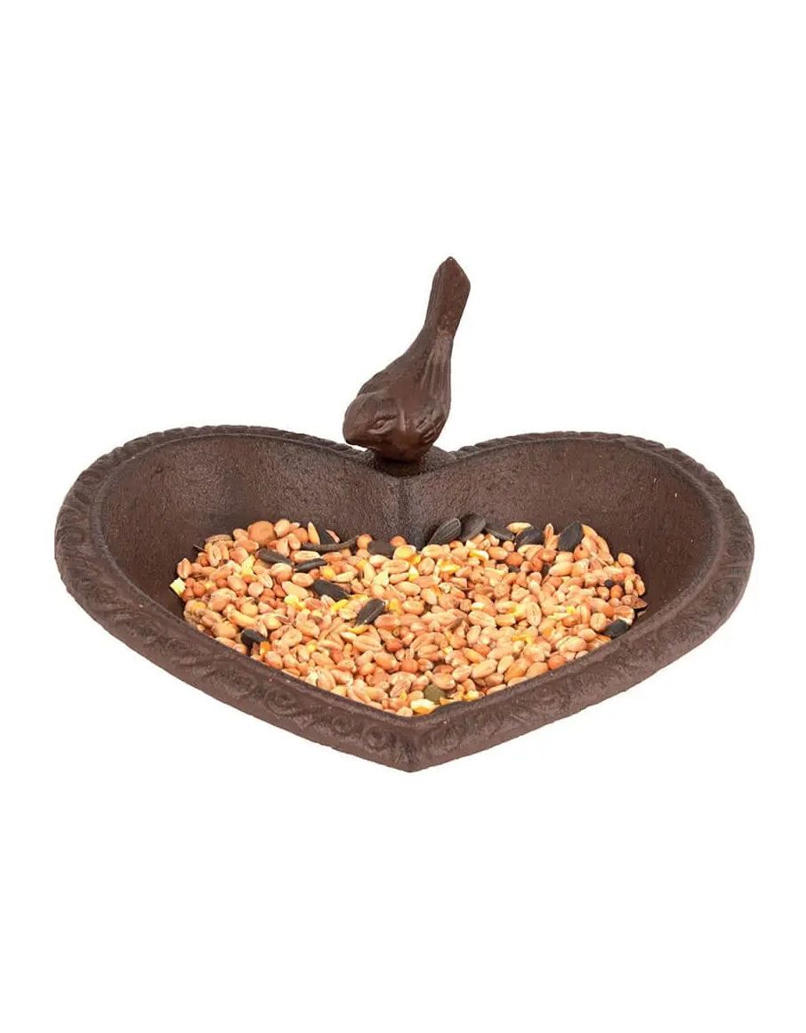 Heart Shaped Cast Iron Bird Bath