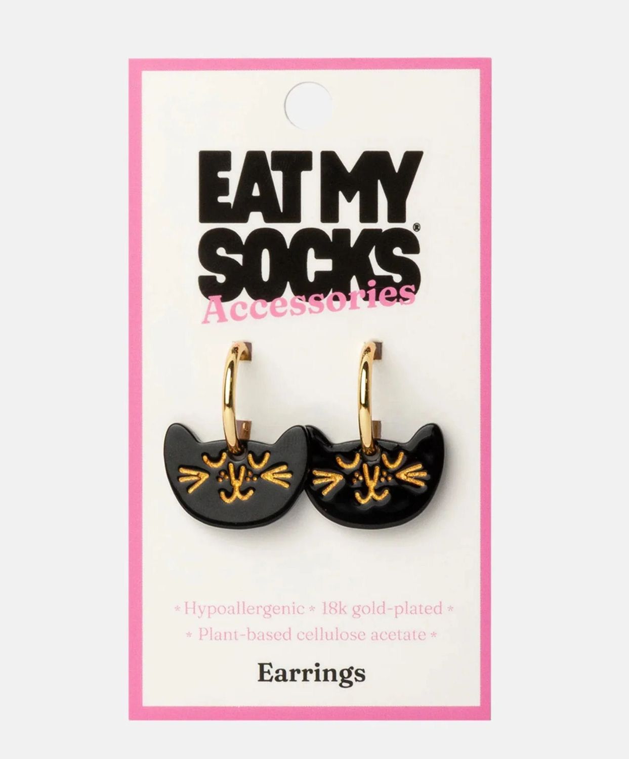Black Cat Hoop Earrings