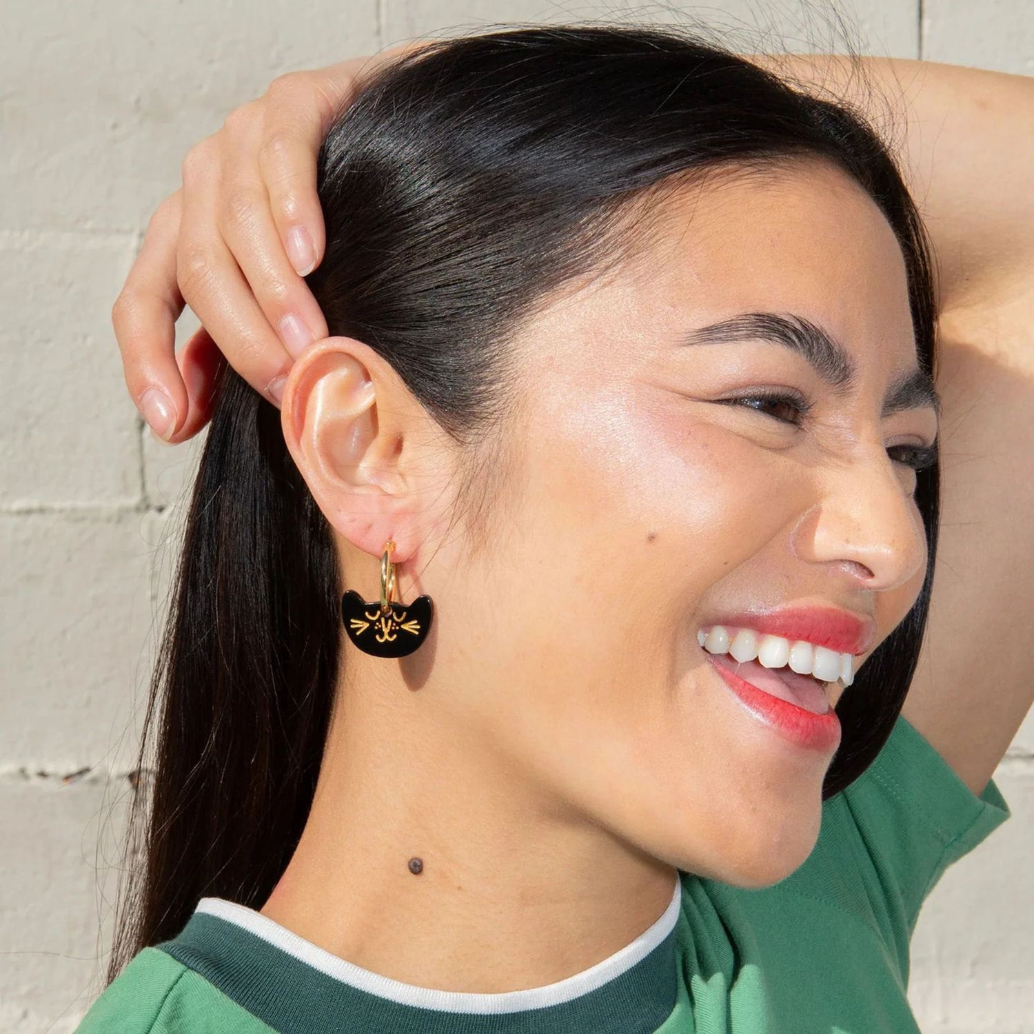Black Cat Hoop Earrings