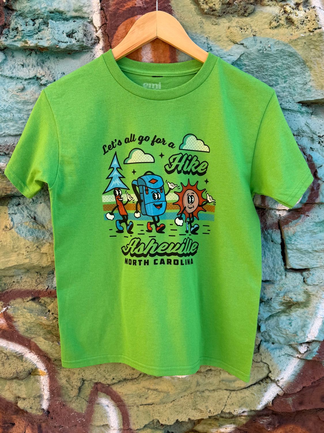 Let’s All Go For A Hike Asheville Green Kids T-Shirt, Size: XSmall