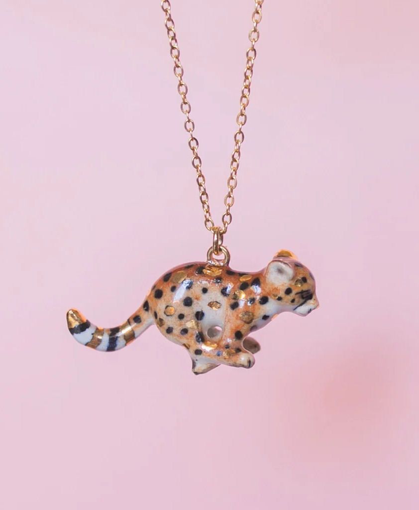 Cheetah Cub Porcelain Necklace