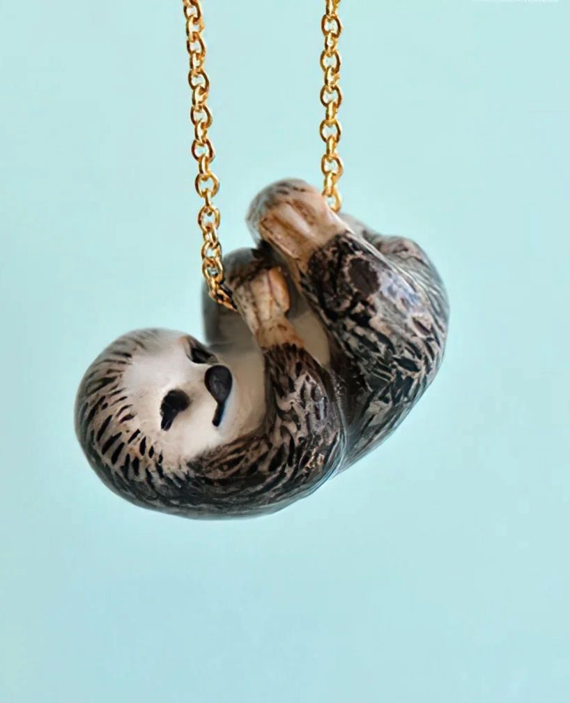 Baby Sloth Porcelain Necklace