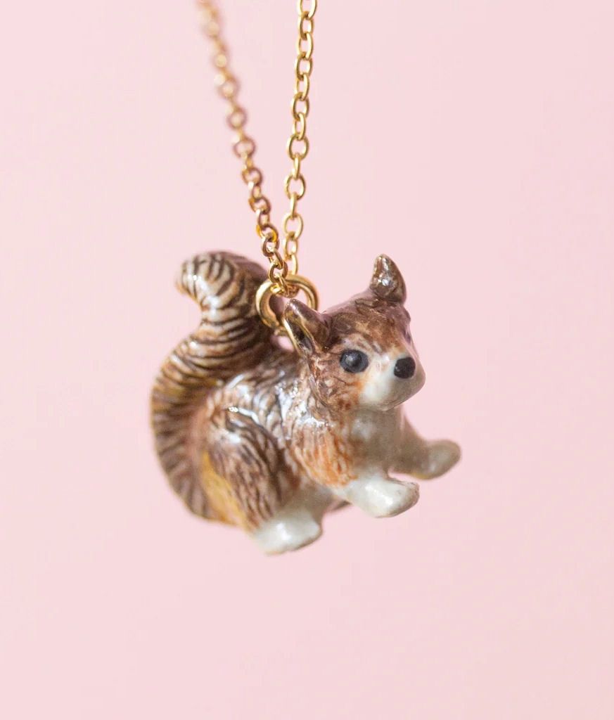 Squirrel Porcelain Necklace