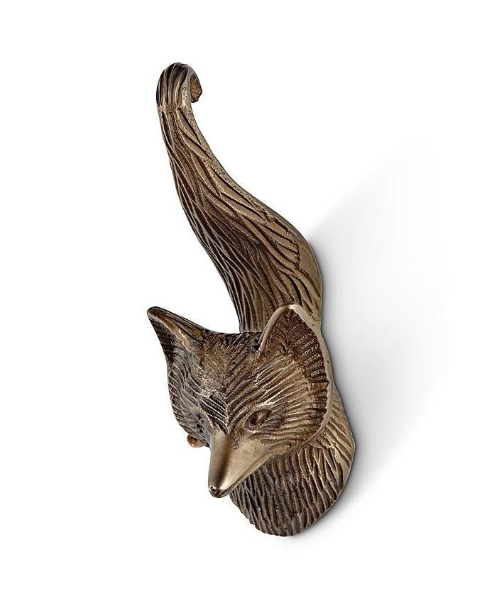 Antique Brass Fox Wall Hook
