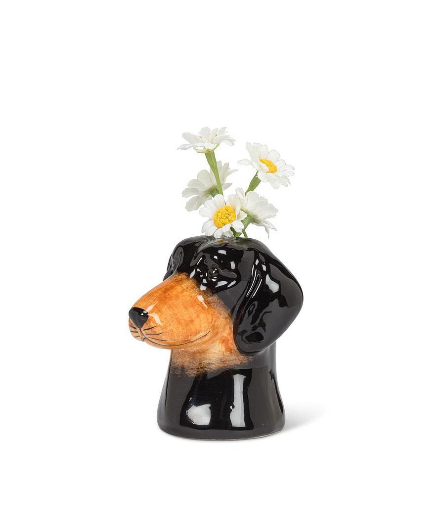 Dachshund Head Bud Vase