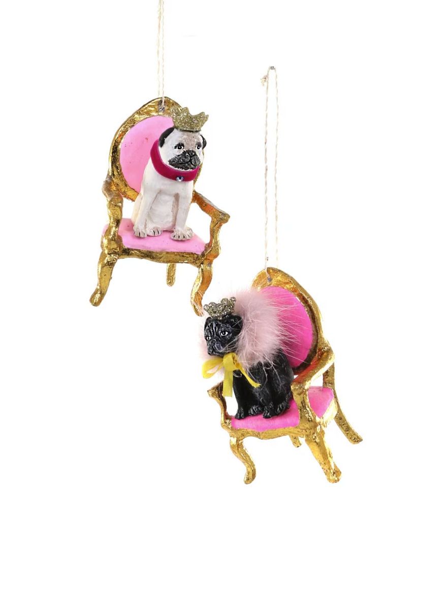 Regal Pug Dog In Chair Ornament