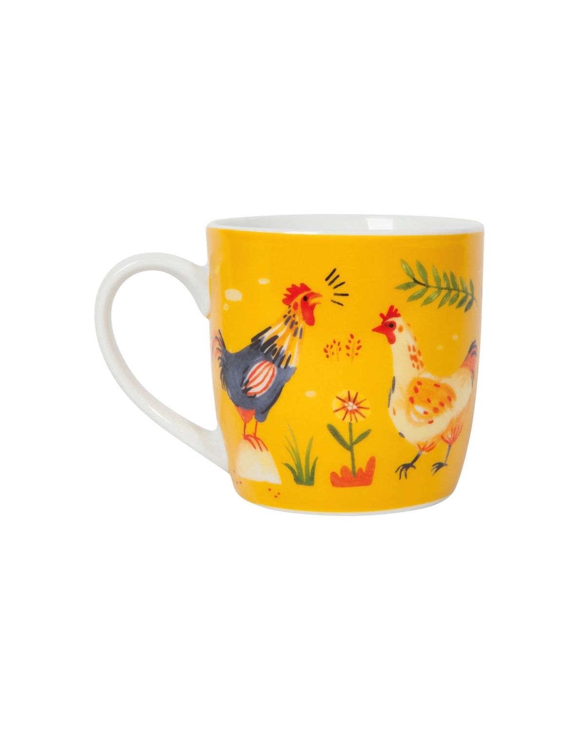 Chicken Hen And Rooster Yellow Mug