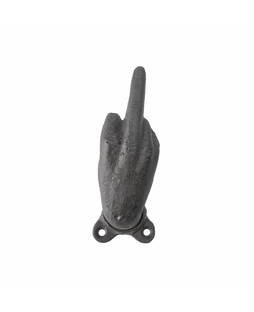 Middle Finger Black Cast Iron Hook