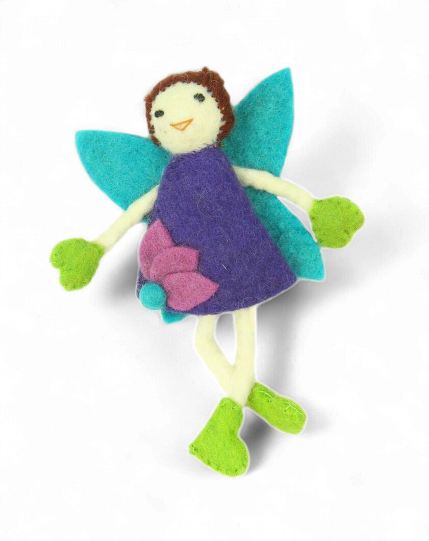 Brown Hair Purple Felt Tooth Fairy Pillow