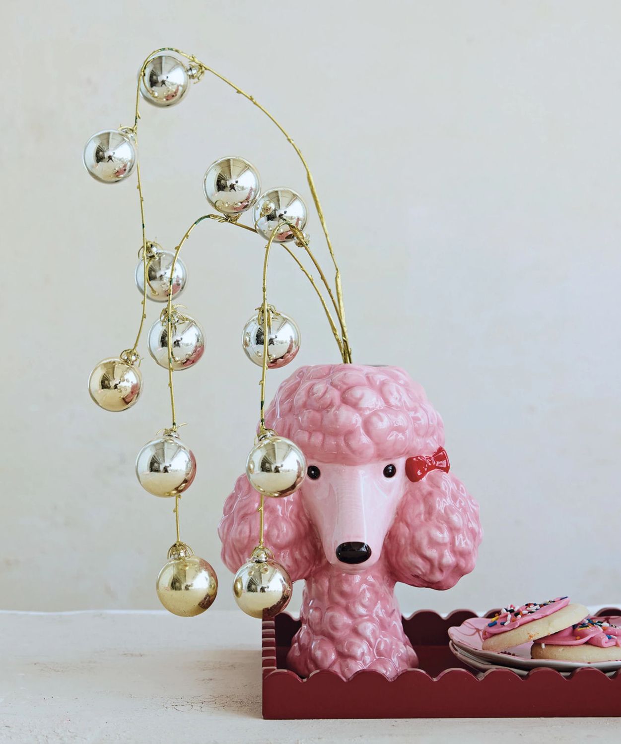 Ceramic Pink Poodle Head Vase