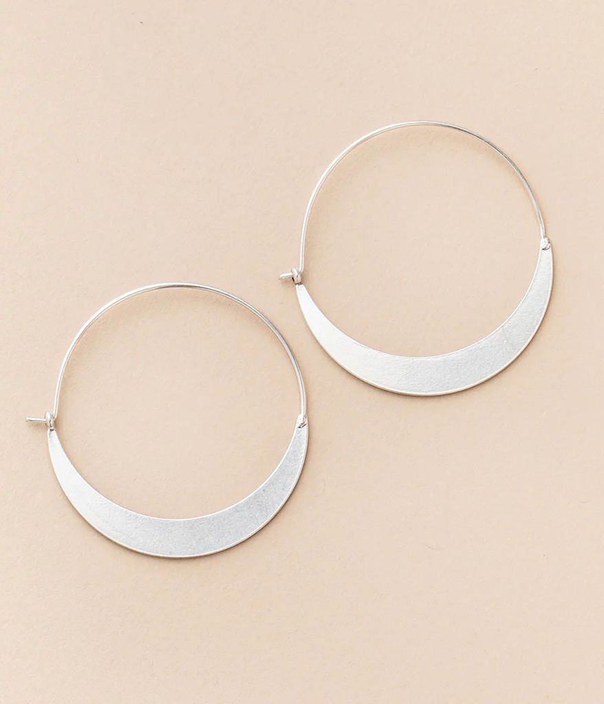 Refined Crescent Silver Hoop Earrings