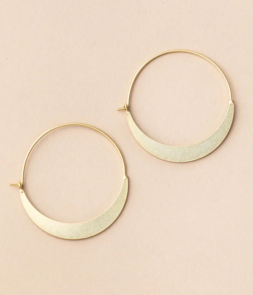Refined Crescent Gold Hoop Earrings