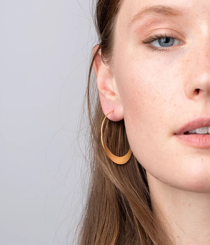 Refined Crescent Gold Hoop Earrings
