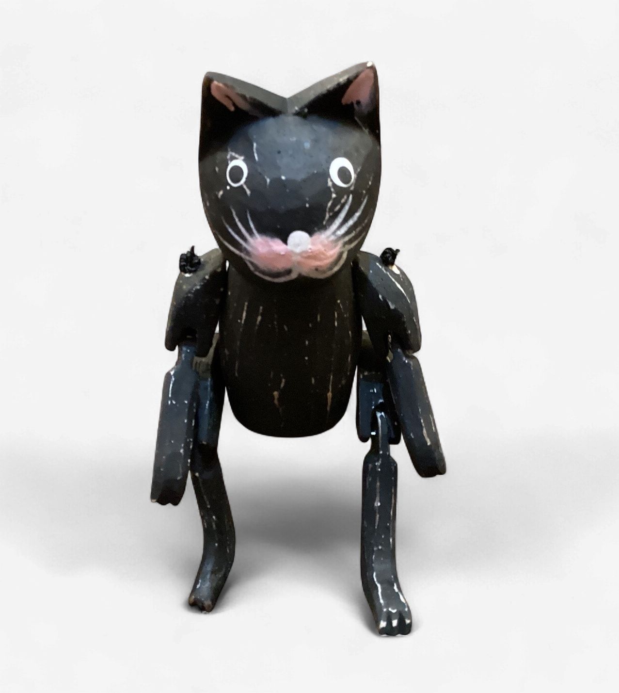Small Black Wood Cat Figurine