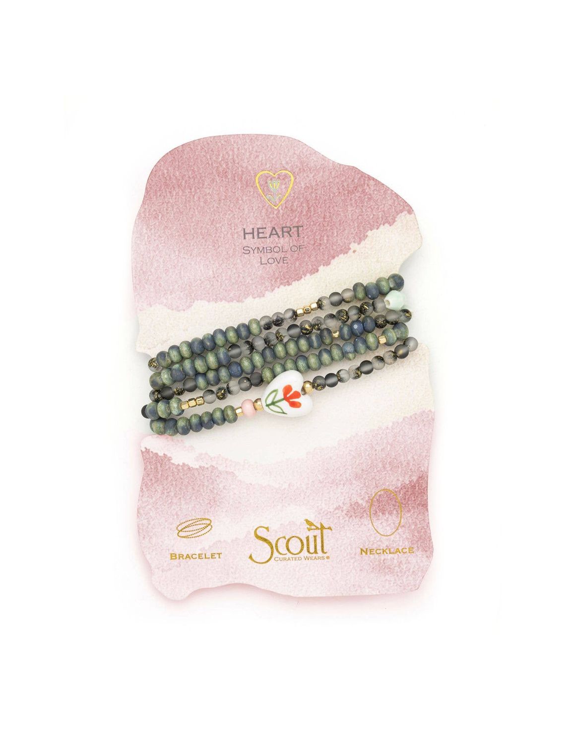 Heart Symbol Of Love Ceramic Bead Wrap Necklace Or Bracelet
