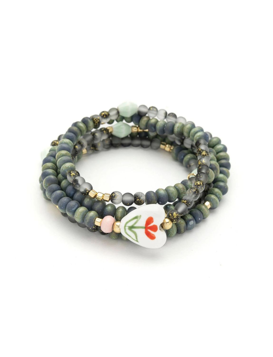 Heart Symbol Of Love Ceramic Bead Wrap Necklace Or Bracelet