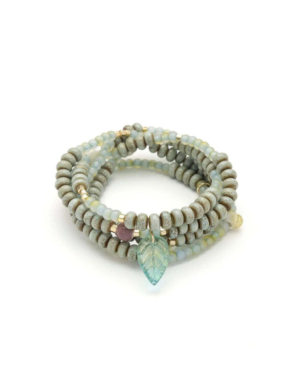Leaf Symbol Of Renewal Ceramic Bead Wrap Necklace Or Bracelet