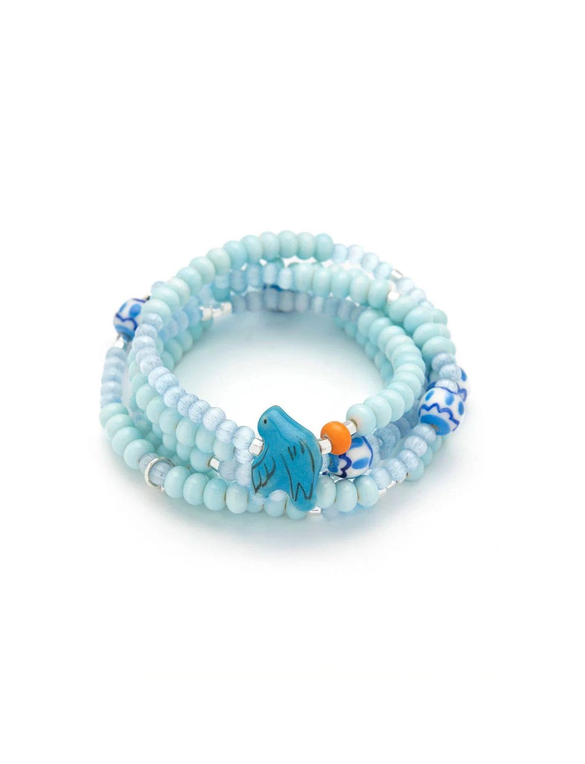 Bluebird Symbol Of Joy Ceramic Bead Wrap Necklace Or Bracelet