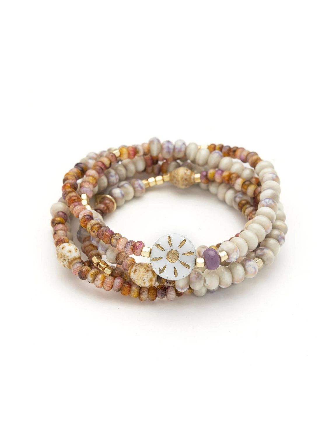 Sun Symbol Of Abundance Ceramic Bead Wrap Necklace Or Bracelet