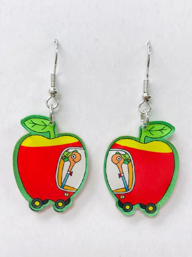 Richard Scarry's Apple Car Acrylic Earrings