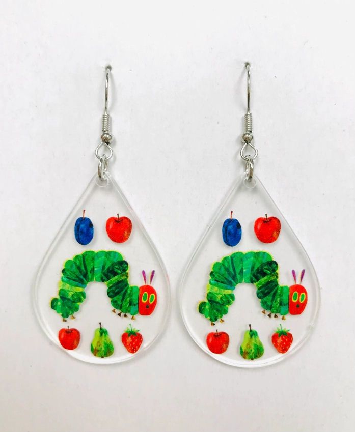 Hungry Caterpillar With Fruit Acrylic Earrings